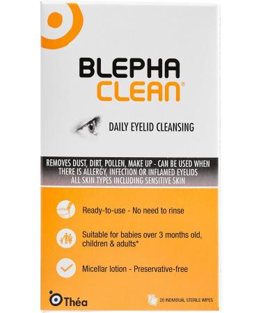 80 Blephaclean Daily Eyelid Wipes - Gentle Cleansing for Blepharitis and Dry Sensitive Skin | Preservative-Free Formula and Soothing Effective Dry Eye Relief | 20 Sterile Wipes x 4 packs - Buy Online on GoSupps.com