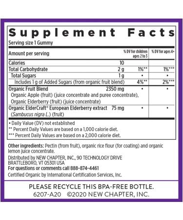 New Chapter Kids Organic Elderberry Gummies - Vegan, Whole-Food, 30 Count, Ages 2+ - Buy Online on GoSupps.com