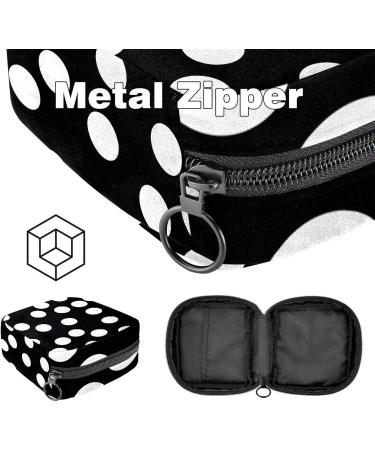 Menstruation Pad Bag with Zipper - Stylish Women's Napkin & Tampon Collection Bags in Modern White Black & Dots - Buy Online on GoSupps.com