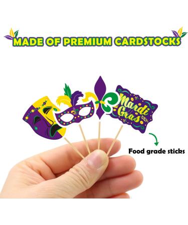 Mardi Gras Cupcake Toppers and Wrappers for Mardi Gras Party Decorations Masquerade Party Supplies - Buy Online on GoSupps.com