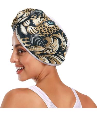 Leopard Hair Towel 2 Pack | Super Absorbent Quick Dry Hair Turbans for Women & Girls - Buy Online on GoSupps.com