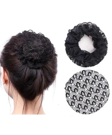WSERE Women Hair Snood Net Bun Cover Set - 12 Pcs | Non-slip Black Mesh Hairnets for Girls | Formal Classy Crochet Knit Bun Covers - Buy Online on GoSupps.com