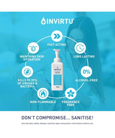 Byotrol INVIRTU Alcohol-Free Hand Foam Sanitiser 600ml Pump Bottle | Fragrance-Free & Non-Taint Formula - Buy Online on GoSupps.com