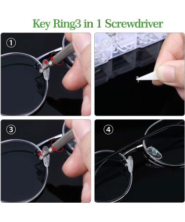 Glasses Nose Pads Repair Kit - 30 Pairs Silicone Screw-in Nose Pads with Tweezer and Cloth - Anti Slip Grips for Eyeglasses - Buy Online on GoSupps.com