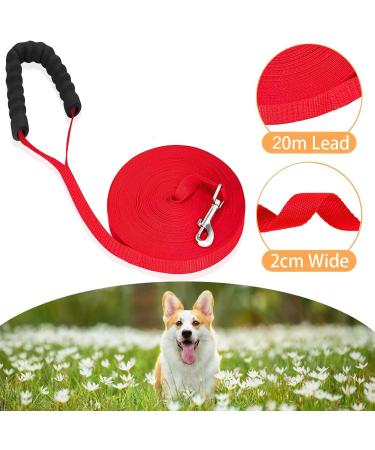 20m Track Leash for Dogs - Runeay Drag Line with Padded Handle for Training & Walking | Durable Leash for Small & Large Dogs - Red - Buy Online on GoSupps.com