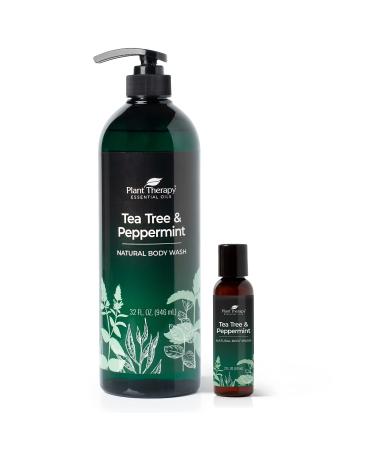 Plant Therapy Tea Tree and Peppermint Essential Oil Natural Body Wash w/pump 32 oz with 2oz Travel Size  For all Skin Types  Sulfate Free Body Wash  For Men or Women - Buy Online on GoSupps.com