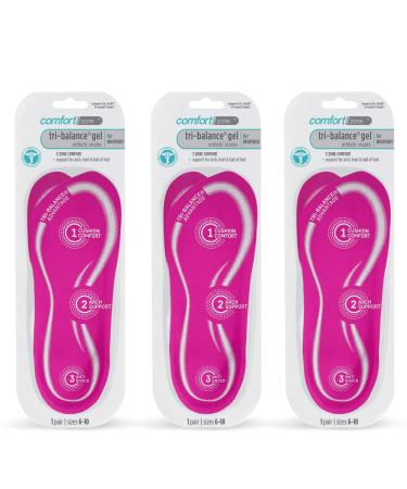 Comfort Zone Tri-Balance Gel Orthotic Insoles for Women Sizes 6-10 1 Pair (Pack of 3) - Buy Online on GoSupps.com