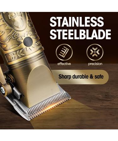 Roziapro Professional Hair Clippers Cordless Beard Trimmer for Men Zero Gapped T-Blade Trimmer USB Rechargeable Haircut Kit (Golden) - Buy Online on GoSupps.com