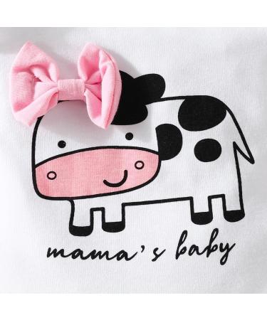 UUAISSO Baby Girls Cow Print Ruffled Long Sleeve Top & Pants Set | Infant Outfit 0-3 Months | White - Buy Online on GoSupps.com