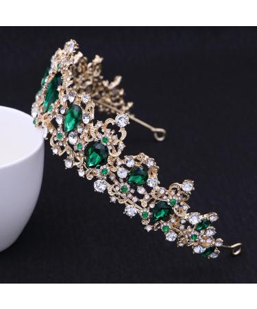 Frcolor Green Rhinestone Tiara Crown for Women - Elegant Wedding Headband & Queen Crown - Buy Online on GoSupps.com