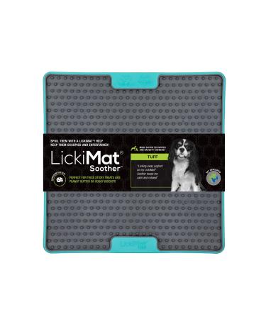 Lickimat Tuff, Heavy-Duty Dog Slow Feeders Lick Mat, Boredom Anxiety Reducer Perfect for Food, Treats, Yogurt, or Peanut Butter. Fun Alternative to a Slow Feed Dog Bowl! Turquoise Soother