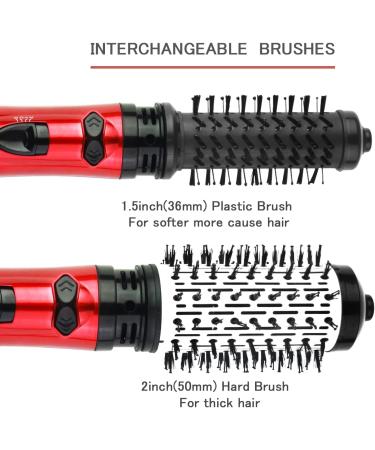 Hot Air Brush Styler & Dryer - 2-in-1 Rotating Hair Curler for Salon-Quality Curls at Home - Stylish Red Design - Buy Online on GoSupps.com