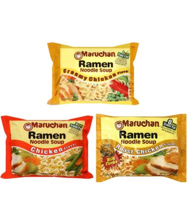 Ja Cor Instant Ramen Noodle Soup Variety Pack 3 Flavors: (4) Creamy Chicken (4) Chicken (4) Roast Chicken Flavor Noodles 3 oz Bundle with (1) Set of Reusable Stainless Steel Chopsticks(12 Packs) - Buy Online on GoSupps.com