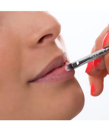 Nanshy Lip Makeup Brush with Lid | Vegan & Cruelty-Free | White Handle Chrome Silver Cap - Buy Online on GoSupps.com