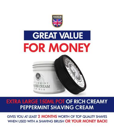 Vegan Peppermint Shaving Cream for Men - Gentleman's Face Care Club - 150ml Pot - Buy Online on GoSupps.com