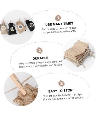 KONTONTY 1 Set Christmas Sack Calendar Candy Bags Jute Rope Holiday Xmas Biscuit Bags Drawstring Linen Bag - Buy Online on GoSupps.com