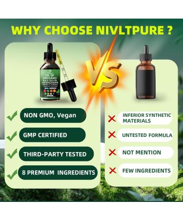 Oil of Oregano with Black Seed Oil | 8 in 1 Organic Oregano Oil Drops with Ashwagandha Moringa & Turmeric | Natural Herbal Supplements for Immune Support & Stress Relief | Vegan Friendly 2 Fl Oz - Buy Online on GoSupps.com