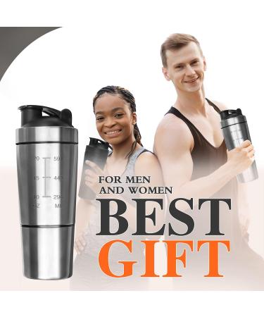 Rocky & Chao Stainless Steel Protein Shaker 700+200ml | Double Wall with Powder Compartment & Ball | Durable Fitness Shaker with Snap Lid - Buy Online on GoSupps.com