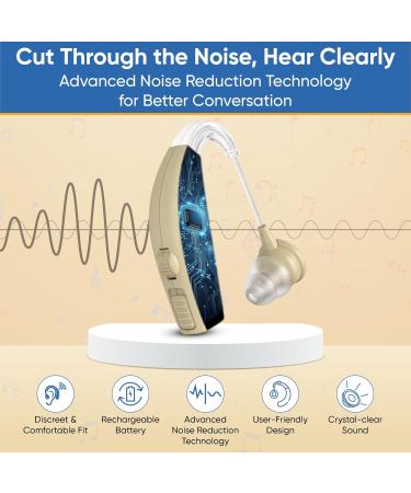 Hearing Aids - 2X Rechargeable Behind-the-Ear (BTE) Discreet & Comfortable Fit Long Battery Life Noise Reduction Technology Skin Tone - Buy Online on GoSupps.com