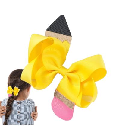 Pencil Pinwheel Bows Clips Creative Colorful Grosgrain Ribbon Bows Stable Grosgrain Bows Hair Clips Boutique Bow Alligator Clips for Easter
