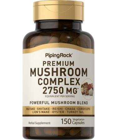 Piping Rock Mushroom Complex Capsules | 2750 mg | 150 Pills | 8 Mushroom Extract Blend | Herbal Supplement | Non-GMO Gluten-Free Vegetarian