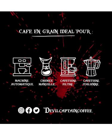 DEVIL CAPTAIN COFFEE | Coffee beans | Strong & Intense coffee | Notes of cocoa and dried fruits | Slow and artisanal roasting | Low acidity (2X500G) bitter cocoa & dried fruits 500 g (Pack of 2) - Buy Online on GoSupps.com