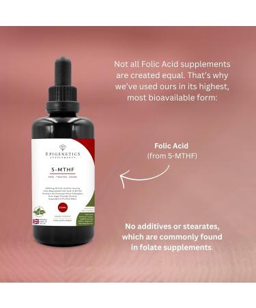 5-MTHF 100ml | 5-Methyltetrahydrofolate Vitamin B9 Liquid 1000mcg | Vegan Friendly Folic Acid | 10 Drops Daily (High Strength) - Buy Online on GoSupps.com