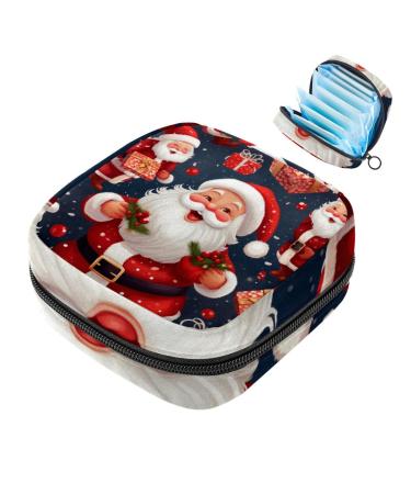 Women bands storage bag menstrual cup pocket girl travel big capacity make-up women bandage organizer Santa Claus pattern color 1 1 count (pack of 1)