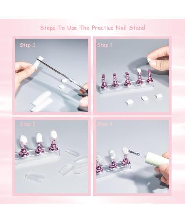 MISSELF Nail Stand Set - 2 Metal Pink Stands with Magnetic Crystal Base, Perfect for Press Ons & Nail Art Practice - Buy Online on GoSupps.com