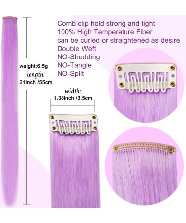 IAMERUI Party Highlights Clip-in Hair Extensions - 14 Pcs, Lavender Light Purple - Buy Online on GoSupps.com