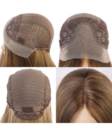 EMMOR 13*4 Lace Front Ash Brown Straight Wig - Heat Resistant Synthetic Blonde Ombre Wig - Buy Online on GoSupps.com