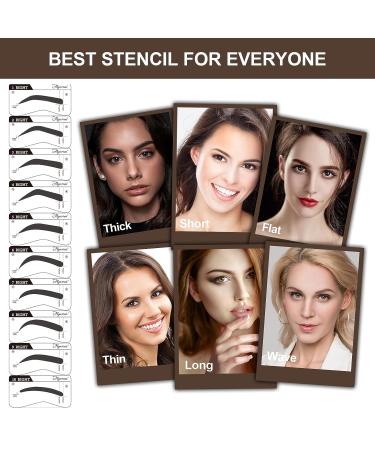 Eyebrow Stamp Stencil Kit - Vegan One-Step Pomade for Perfect Brows - Waterproof & Smudge-Proof - 20 Reusable Thin & Thick Stencils - Grey Black - Buy Online on GoSupps.com