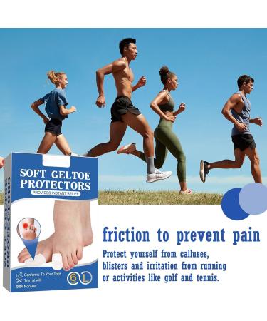 6-Pack Soft Gel Toe Caps Protectors for Men & Women - Toe Sleeves for Corns, Blisters, Hair Sticking - Flexible Cushions - White One Size - Buy Online on GoSupps.com