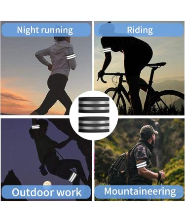 Youyike Double Reflector Set | 4 Reflective Safety Braces for Jogging Cycling & Outdoor Activities | 35x5 cm Black - Buy Online on GoSupps.com