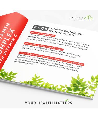 Nutravita Super Vitamin B Complex - 365 High Strength Tablets (6 Month Supply) - All 8 B Vitamins + Vitamin C - Reduce Fatigue & Boost Immunity - Buy Online on GoSupps.com