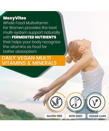 MoxyVites Daily Multivitamin for Women with Iron - 90 Vegan Capsules - Non GMO Womens Multivitamin with 44 Organic Whole Food & Fermented Nutrients - Complete Multisystem Support - Buy Online on GoSupps.com