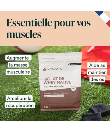 NOVOMA Whey Isolate Native Pure Undenatured Protein 24 g Protein Per Serving Chocolate Flavor Bodybuilding and Recovery 30 Servings 900 g Bag Made in France - Buy Online on GoSupps.com