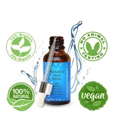 DERMAWORKS Hyaluronic Acid Serum Anti Aging Face Serum for Women & Men | Hydrating & Skin Brightening Treatment - 30ml - Buy Online on GoSupps.com