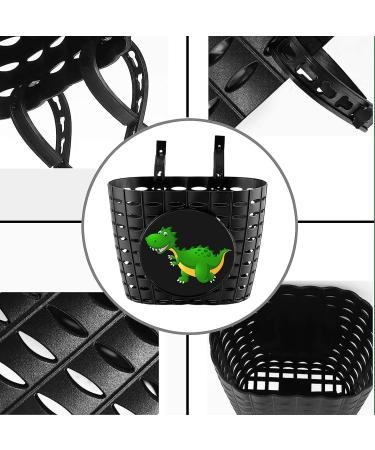 YeloYolker Kids Black Bike Basket with Bell - Cute Front Handlebar Basket for Boys & Girls | Portable Tricycle Basket for School, Outdoor Cycling - Dino Design - Buy Online on GoSupps.com