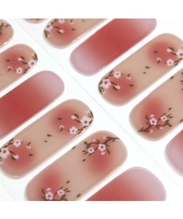 Semi Cured Gel Nail Polish Strips 22Pcs Gel Nail Stickers Nail Wraps Soft Self-Adhesive Gel Nail Stickers French Flower Gradient Gel Nail Strips - UV/LED Lamp Required Gradient Flower - Buy Online on GoSupps.com
