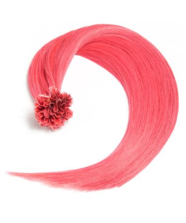 Pink bonding extensions made of 100% remy real hair 25 0.5g 50cm smooth strands - long hair with keratin bondings U -tip as hair extension and hair sealing in the color #760 pink