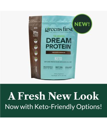 Greens First Dream Protein Powder Keto - 21g Protein Per Serving - Low Carb - with MCT Oil & Collagen - Non-GMO Gluten-Free Caffeine-Free (Rich Dutch Chocolate 29.31 oz) Rich Dutch Chocolate 29.31 Ounce - Buy Online on GoSupps.com