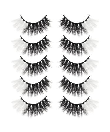 False Eyelashes with White Color on End Two Toned Color Lashes Eyelashes Extension Tools Cosplay Makeup Natural Looking Masquerade Party Eyelashes (White&Black 5 Pairs)