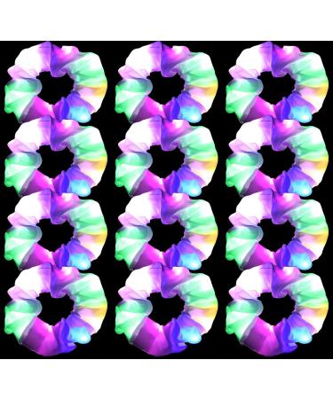 12PCS LED Hair Scrunchies Light Up White Scrunchies Satin Ponytail Holder Glow in the Dark Hair Accessories Neon Rave Party Supplies - Buy Online on GoSupps.com