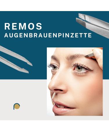 REMOS 3-Piece Tweezers Set - Eyebrow Splinter & Combination Tweezers in Dark Blue - Perfect for Precision Grooming - Buy Online on GoSupps.com