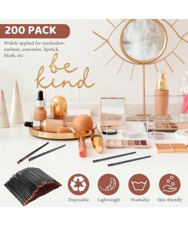 200 Pcs Disposable Angled Eyebrow & Eye Liner Brushes - Salon Quality Makeup Tool - Buy Online on GoSupps.com