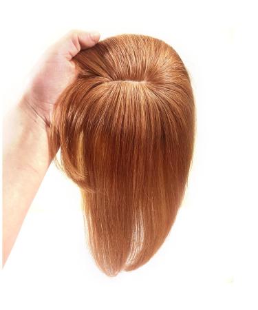 viviaBella Clip in Human Hair Toppers Seamless Hairpiece for Women Thick Silk Base Topper for Thicking Hair (5.1"×5.1“ 12inch, Copper Red) 5.1"×5.1“ 12 Inch Copper Red