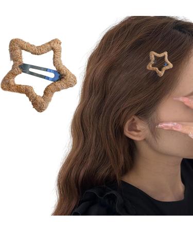 Muloo Wool Hair Clip Hair Barrettes Snap Clip Headpieces Winter Star Shape French Barrettes Headwear Hair Accessories Black - Buy Online on GoSupps.com