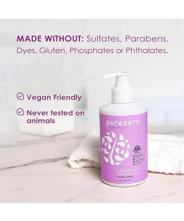 Purezero Lavender & Vitamin E Hand Soap Soothing & Hydrating Paraben-Free & Vegan Liquid Hand Wash for Bathroom or Kitchen USA-Made Cruelty-Free 10 ounces (3 Pack) 1 Count (Pack of 3) - Buy Online on GoSupps.com