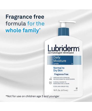 Lubriderm Daily Moisture Hydrating Body Lotion - 16 fl. oz | Fragrance-Free, Non-Greasy Formula with Pro-Vitamin B5 for Healthy-Looking Skin - Buy Online on GoSupps.com